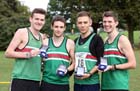 Sale Harriers, winners of the senior mens race, from left to right: Niall Brooks, Simon Horsfield, Charlie Hulson and James Bailey Northern Cross Country Relays, Graves Park, Sheffield.